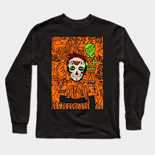 Mexican MaleMask NFT with DarkSkin and Gray Doodle - Explore the Artistry! Long Sleeve T-Shirt